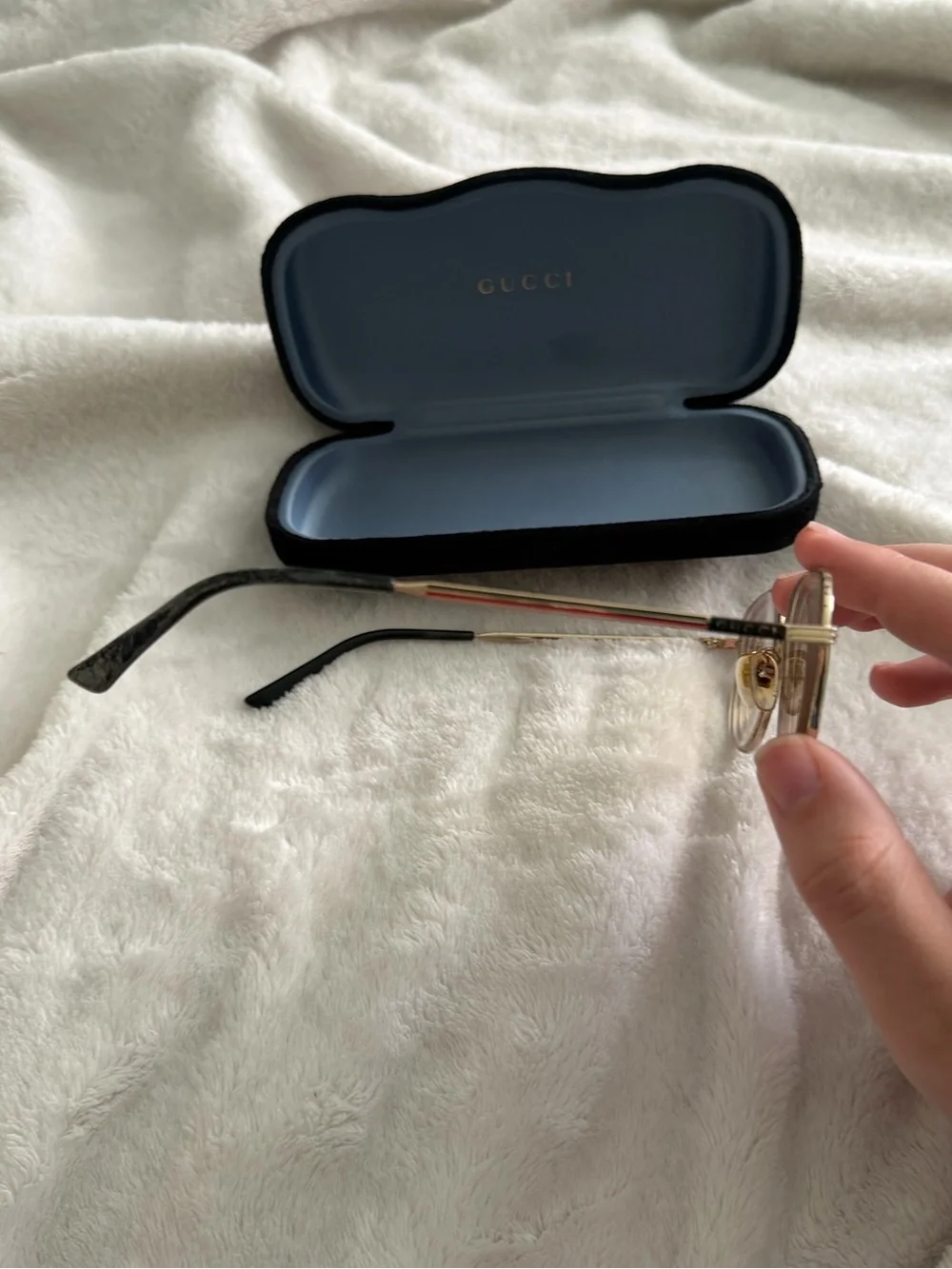 Gucci Women's Silver & Black Metal Frame Eyeglasses